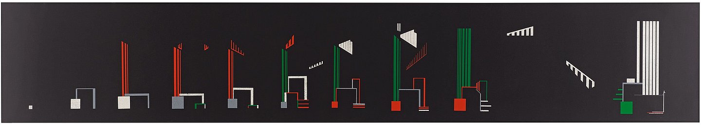 Hans Richter Fuge in Rot und Grün, Siebdruck, 1923/1977 61 x 337cm