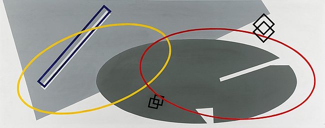 Ernst Hesse o.T., (Aus der Werkgruppe: Space behind Space), 1998 Öl auf Leinwand 132 x 333 cm